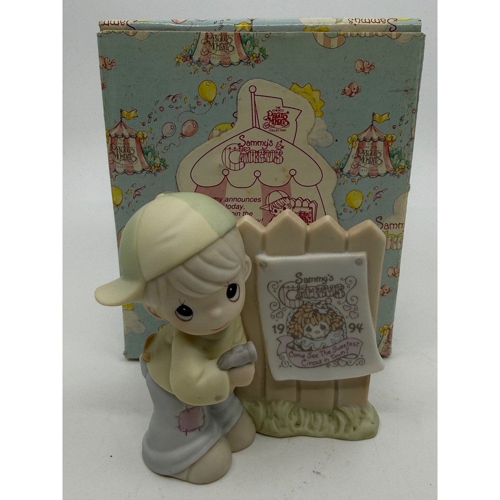 Precious Moments Sammy Figurine Sammy's Circus 1993 Enesco 529222 Butterfly Mark